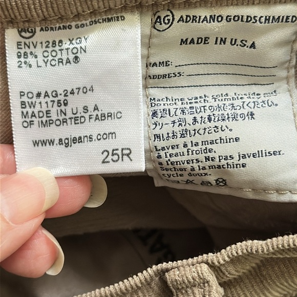 Adriano Goldschmied Corduroy The Stevie Slim Straight Light Brown Size 25 Read - Picture 8 of 9
